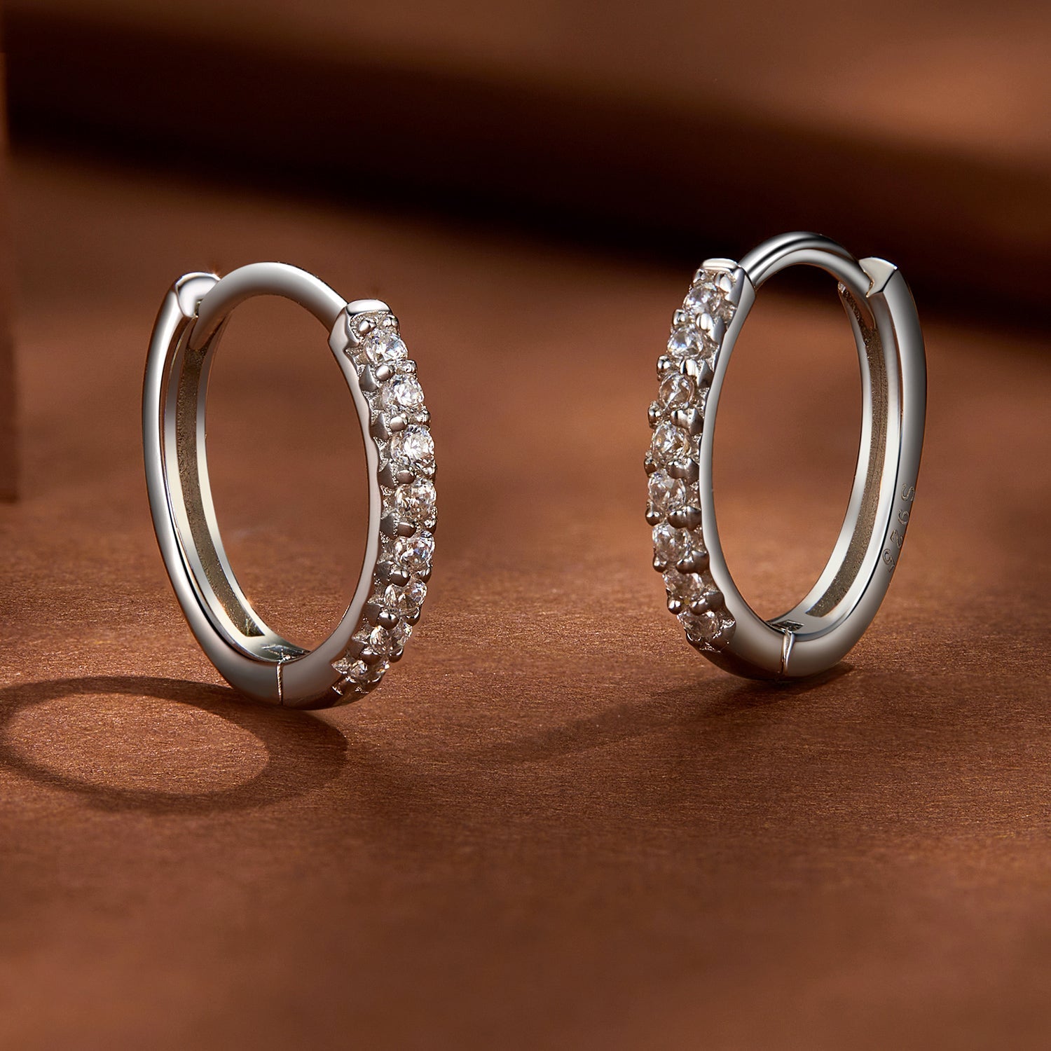Bids.com S925 sterling silver moissanite hoop earrings, 2.0mm pave stones for women on Tampa Home & Garden Store