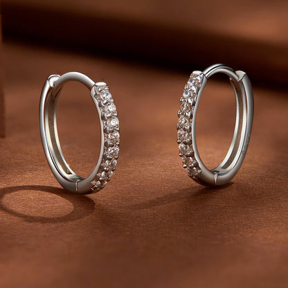 Bids.com S925 sterling silver moissanite hoop earrings, 2.0mm pave stones for women on Tampa Home & Garden Store