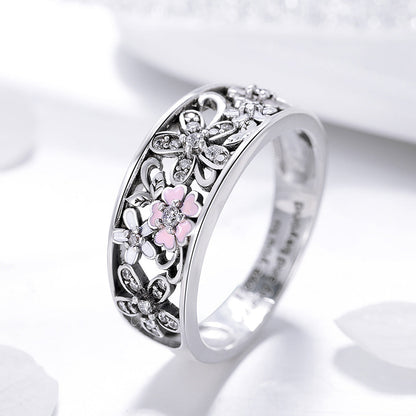 S925 Sterling Silver Ring Size 6 by Bids.com with floral filigree and pink enamel flowers on Tampa Home & Garden Store
