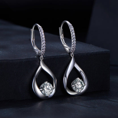Sterling silver moissanite earrings 0.5ct pavé, 30x11mm, pair by Bids.com on Tampa Home & Garden Store