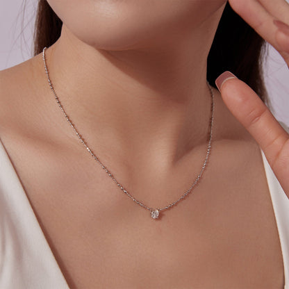 925 Sterling Silver 0.5ct moissanite necklace with a single round gem on a beaded chain on Tampa Home & Garden Store