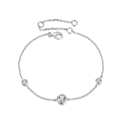 Bracelet 925 sterling silver moissanite with 5mm center and 3mm side stones on a delicate chain with lobster clasp by Bids.com on Tampa Home & Garden Store
