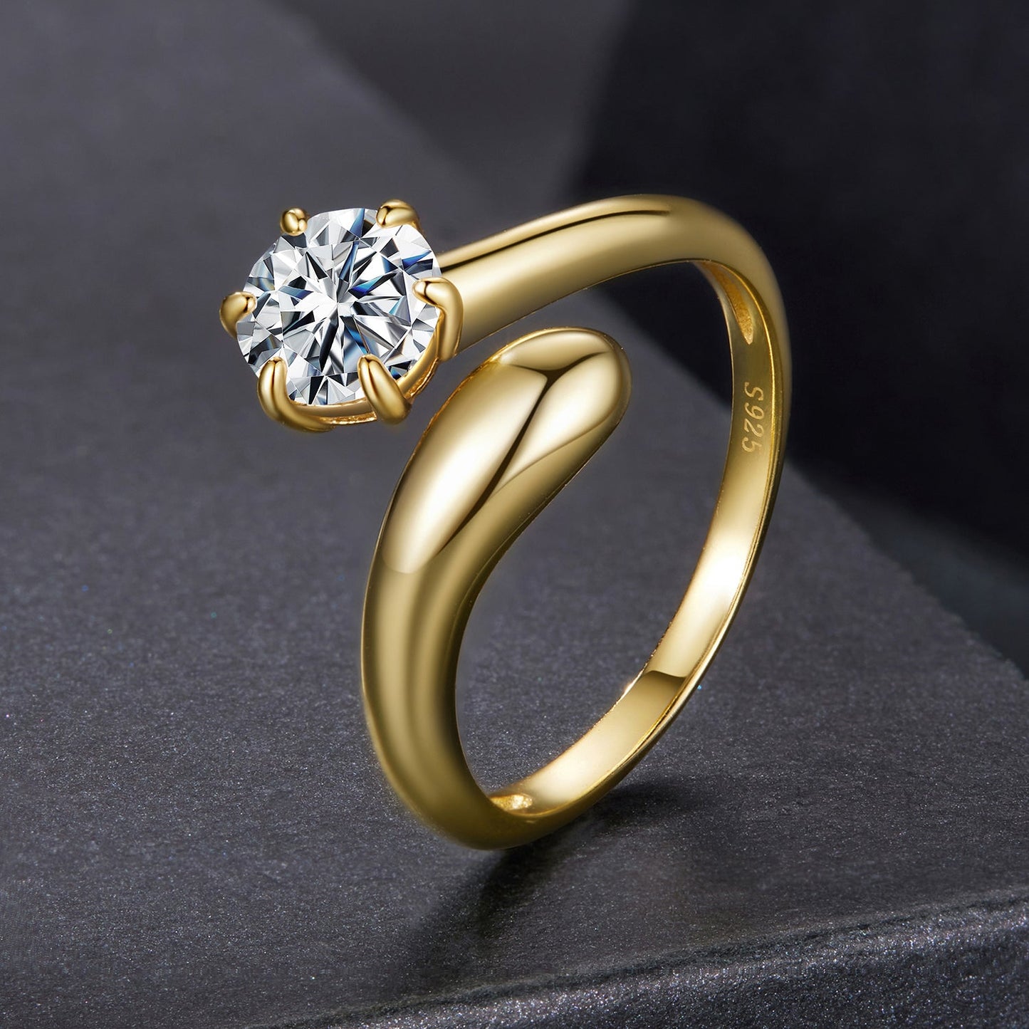 Ring 1 Carat Moissanite, 925 Sterling Silver with gold-tone band for women on Tampa Home & Garden Store