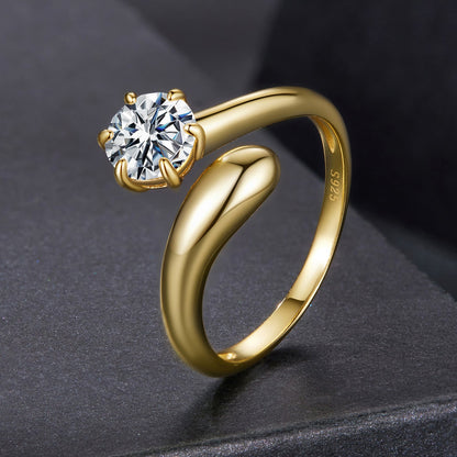 Ring 1 Carat Moissanite, 925 Sterling Silver with gold-tone band for women on Tampa Home & Garden Store