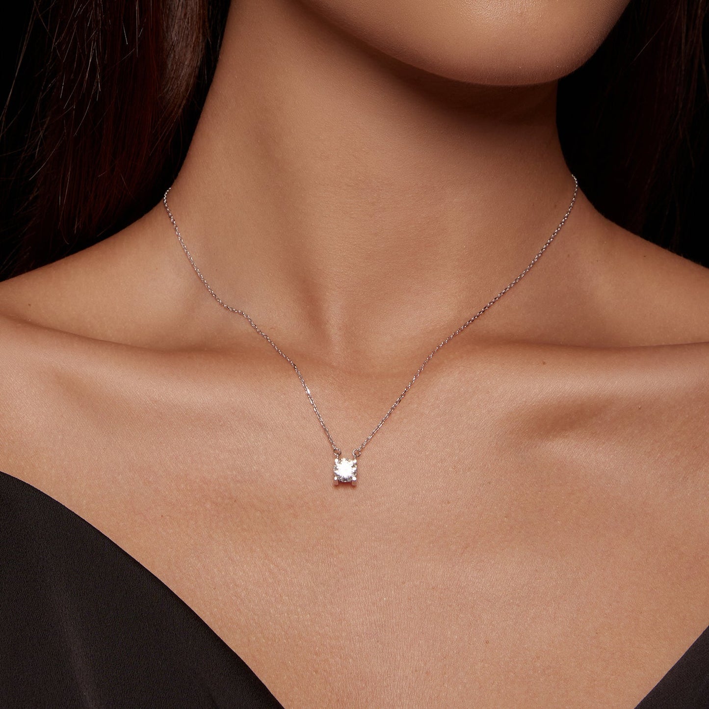 Sterling silver moissanite necklace, 0.65ct princess pendant for women on Tampa Home & Garden Store