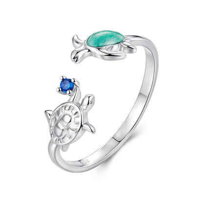 Ring 925 sterling silver turtle with turquoise enamel and blue gemstone Bids.com on Tampa Home & Garden Store