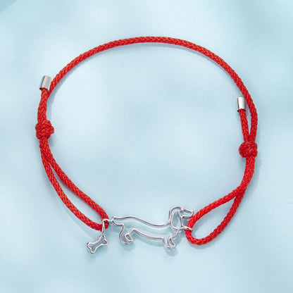 Bracelet 925 Sterling Silver White Gold Plated adjustable red cotton cord with silver ends on Tampa Home & Garden Store