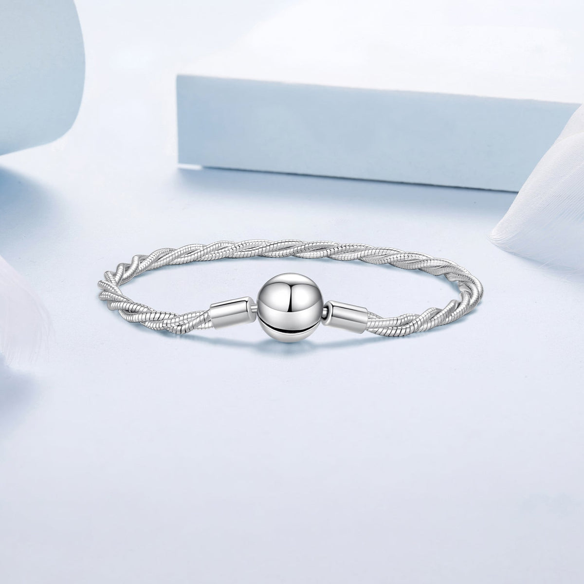 Bracelet 17cm 925 Sterling Silver, oxidized finish, twisted rope with ball clasp, by Bids.com on Tampa Home & Garden Store