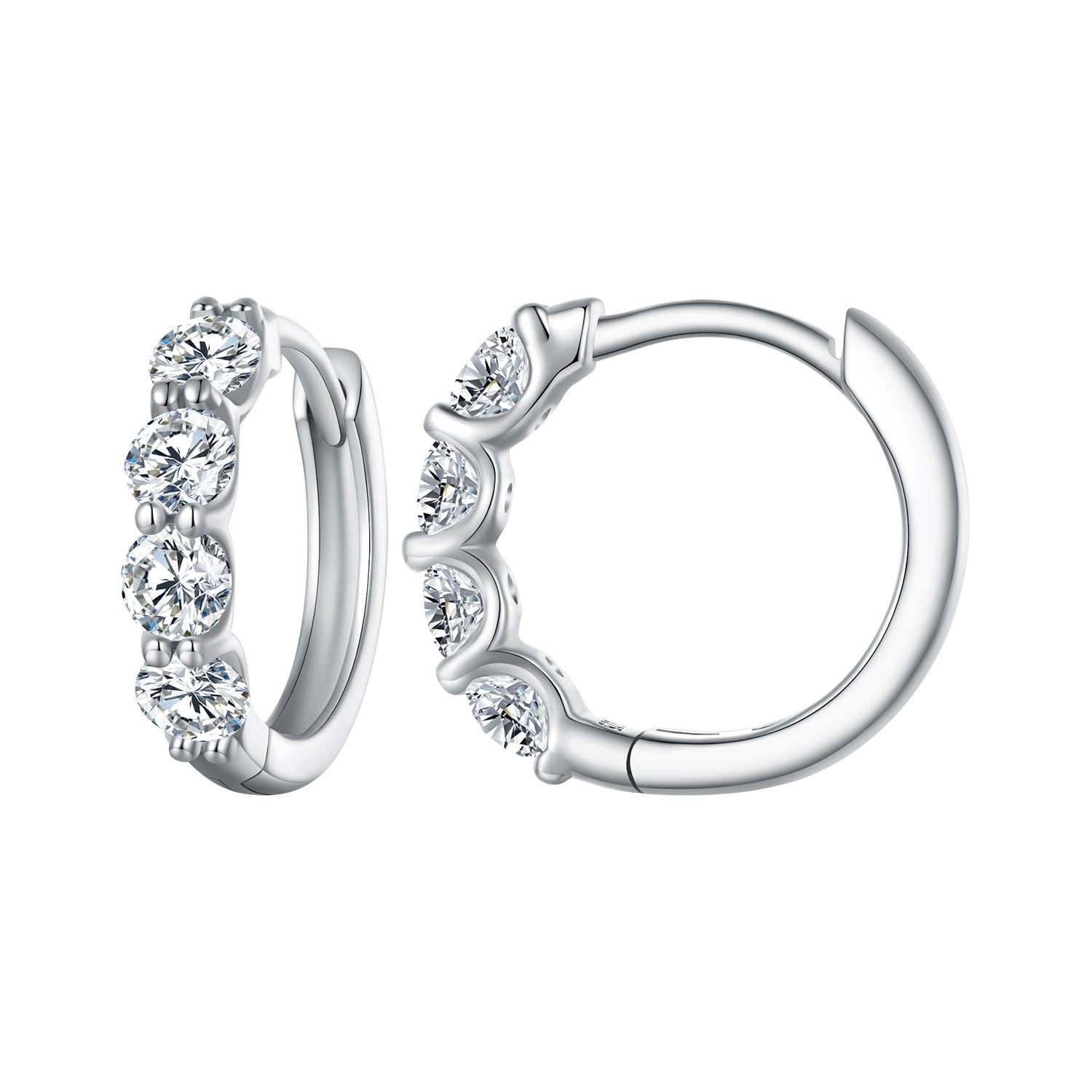 Earrings 925 sterling silver moissanite hoop earrings, platinum plated, 0.1ct total, Bids.com on Tampa Home & Garden Store