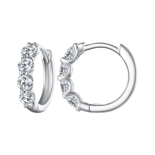 Earrings 925 sterling silver moissanite hoop earrings, platinum plated, 0.1ct total, Bids.com on Tampa Home & Garden Store