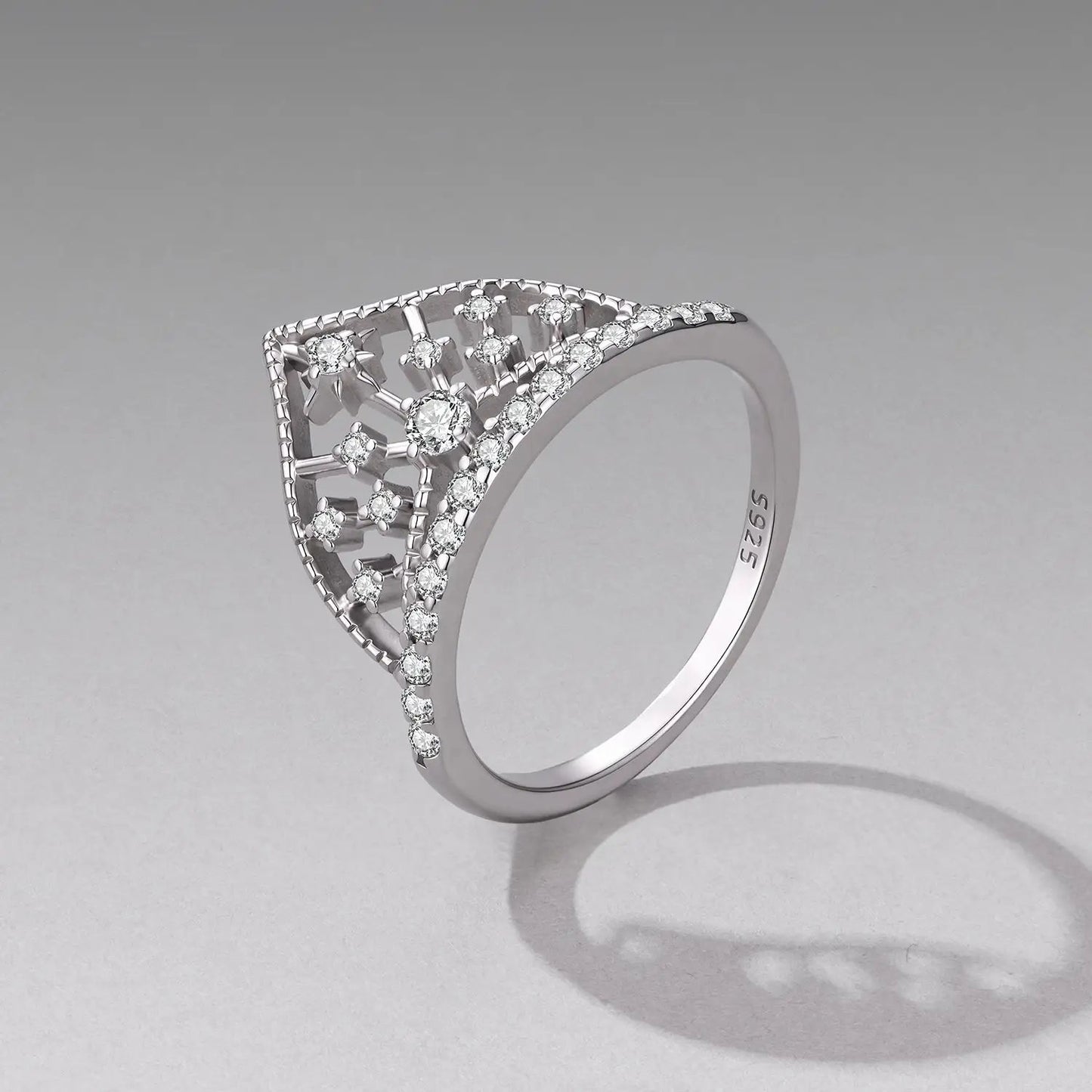 Ring 925 sterling silver white gold plated pavé CZ stones, size 6 for women by Bids.com on Tampa Home & Garden Store