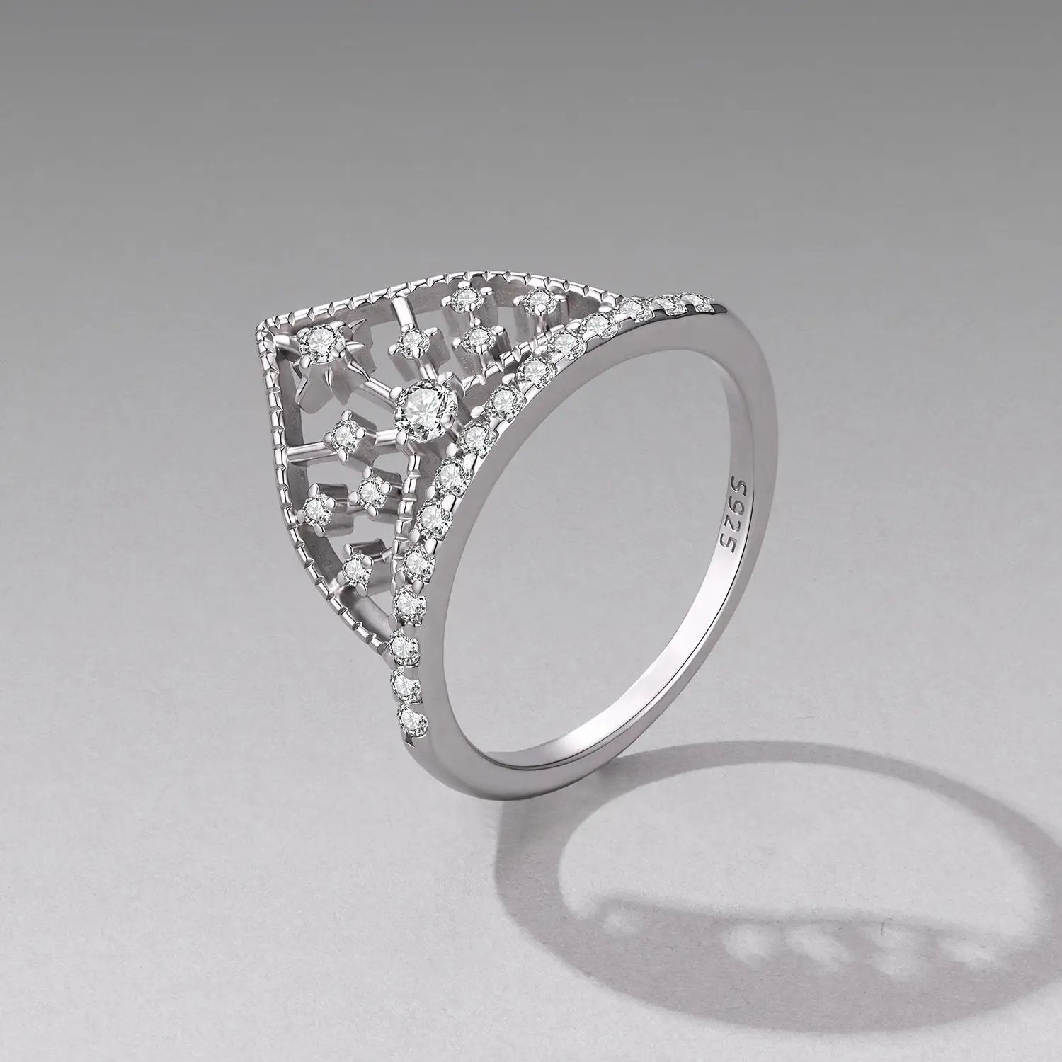 Ring 925 sterling silver white gold plated pavé CZ stones, size 6 for women by Bids.com on Tampa Home & Garden Store
