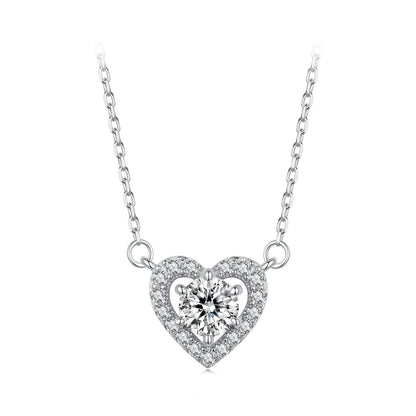 925 Sterling Silver moissanite heart necklace with CZ halo and 0.5ct center stone by Bids.com on Tampa Home & Garden Store