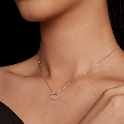 S925 sterling silver moissanite heart necklace with 400mm + 50mm chain, platinum plated on Tampa Home & Garden Store