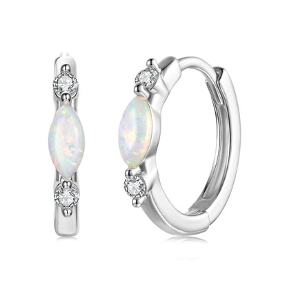 925 sterling silver moissanite opal earrings, white gold plated, opal drop pair on Tampa Home & Garden Store