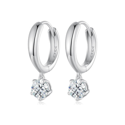 Earrings S925 sterling silver hoops with 0.50ct moissanite drop, pair by Bids.com on Tampa Home & Garden Store