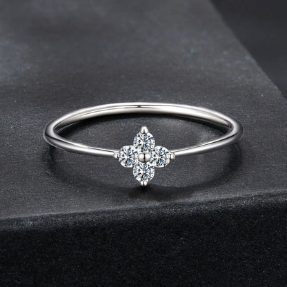 925 Sterling Silver Moissanite Ring size 6 with a four-stone flower cluster by Bids.com for women on Tampa Home & Garden Store