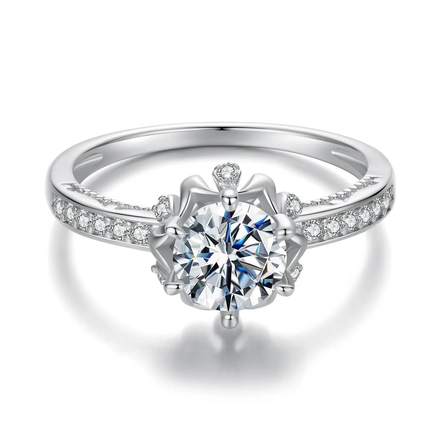925 Sterling Silver Moissanite Ring 1ct Size 6 by Bids.com with pavé band on Tampa Home & Garden Store