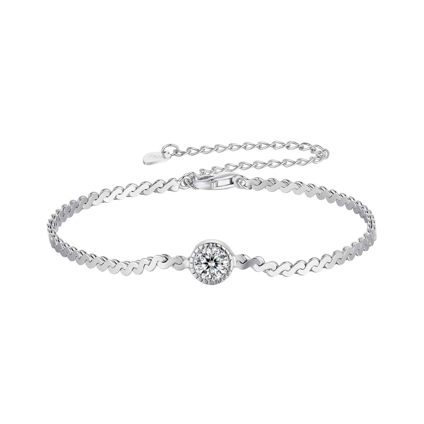 Bracelet S925 Sterling Silver Moissanite 5.0mm center stone, women's jewelry by Bids.com on Tampa Home & Garden Store