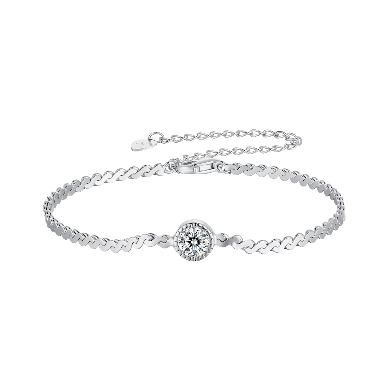 Bracelet S925 Sterling Silver Moissanite 5.0mm center stone, women's jewelry by Bids.com on Tampa Home & Garden Store