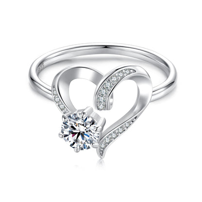 Sterling silver moissanite heart ring with pavé band size 7 by Bids.com on Tampa Home & Garden Store