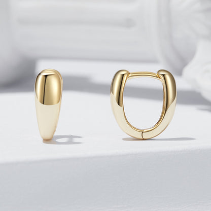 Gold-tone hoop earrings pair, 12x5mm chunky U-shape for women on Tampa Home & Garden Store