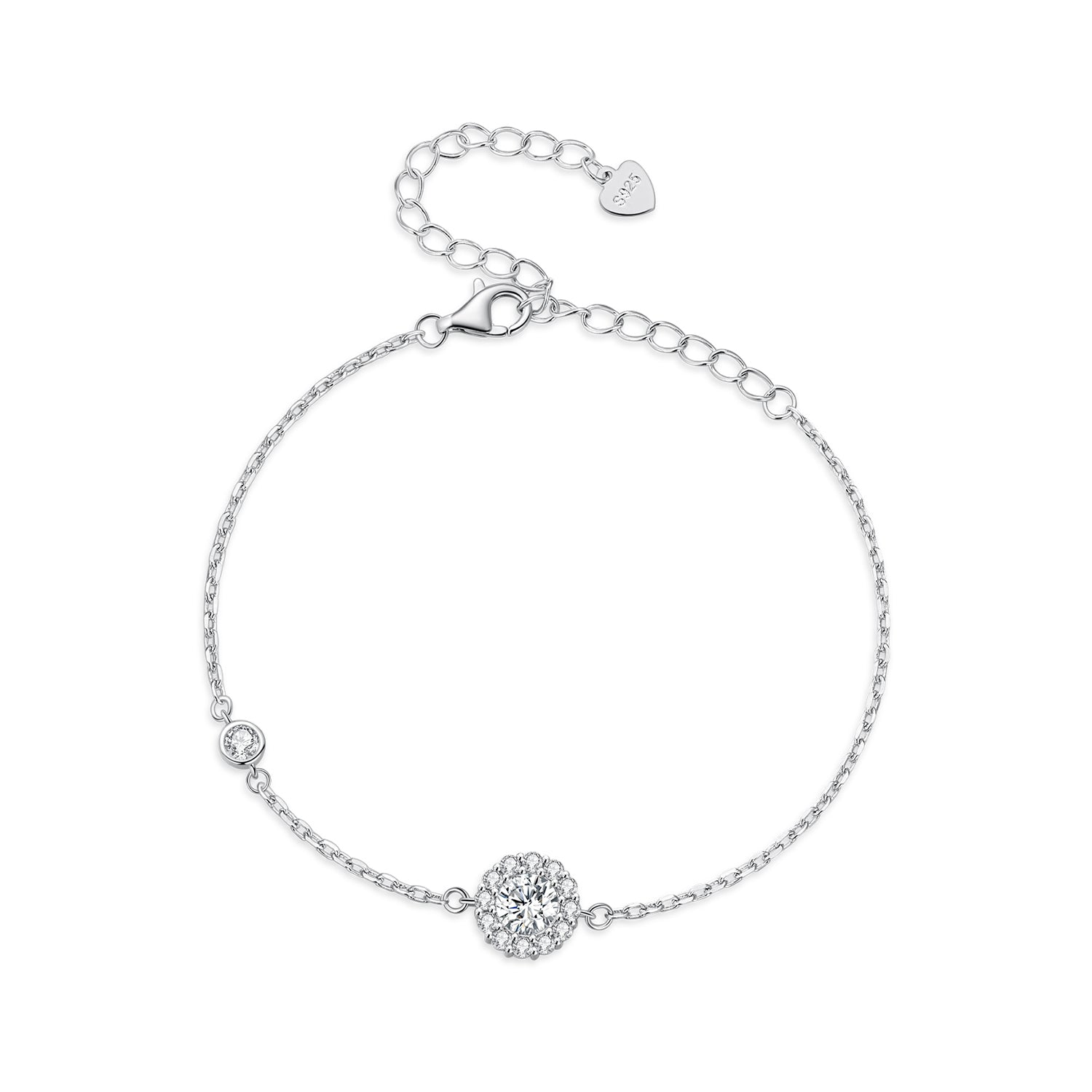 Sterling silver moissanite bracelet 0.5ct with halo center stone and pavé setting by Bids.com on Tampa Home & Garden Store