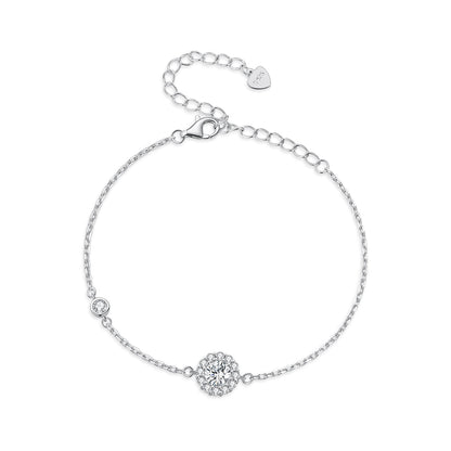 Sterling silver moissanite bracelet 0.5ct with halo center stone and pavé setting by Bids.com on Tampa Home & Garden Store