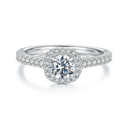 Moissanite ring in 925 sterling silver with halo pave diamonds center 0.5ct size 6, Bids.com on Tampa Home & Garden Store