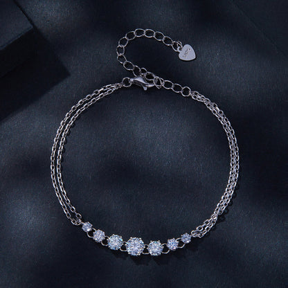 Bracelet sterling silver moissanite with 5mm stones on a double chain on Tampa Home & Garden Store