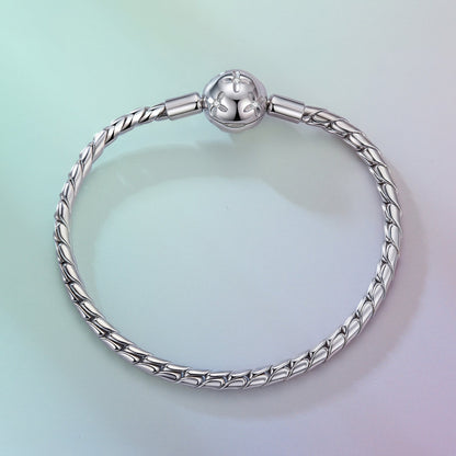 Bracelet 925 Sterling Silver white gold plated with CZ flower centerpiece and twisted chain on Tampa Home & Garden Store