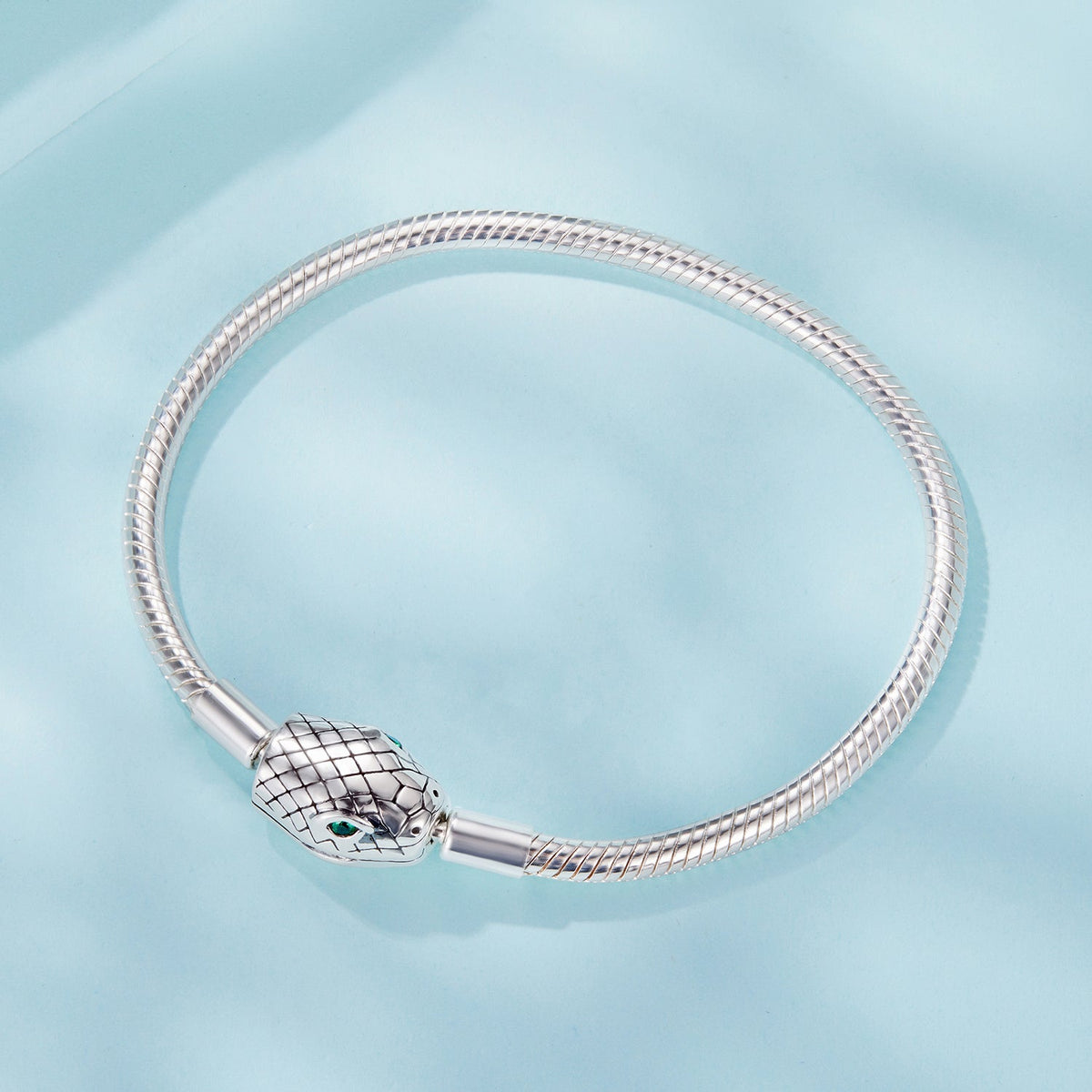 Bracelet 925 sterling silver snake head clasp with ribbed mesh links, women's 17 cm on Tampa Home & Garden Store