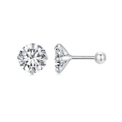 925 Sterling Silver Pavé Setting CZ stud earrings for women by Bids.com, round stones on Tampa Home & Garden Store