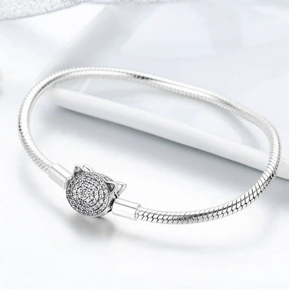 925 Sterling Silver bracelet with pave cat head charm, 17cm for women by Bids.com on Tampa Home & Garden Store