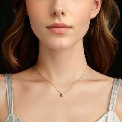 925 Sterling Silver Moissanite Necklace with white gold plating on a 40+5cm chain for women on Tampa Home & Garden Store