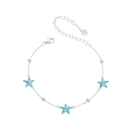 Sterling silver starfish enamel bracelet with turquoise charms and lobster clasp on Tampa Home & Garden Store
