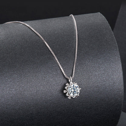 925 silver necklace with moissanite center and pave CZ halo on 40+5cm chain by Bids.com on Tampa Home & Garden Store