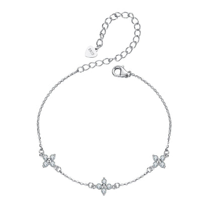 Bracelet 925 sterling silver moissanite with flower cluster accents, 15+6cm, Bids.com on Tampa Home & Garden Store