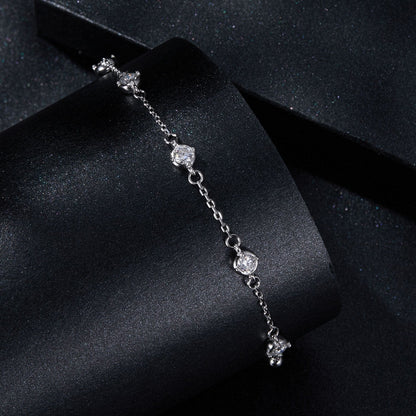925 Sterling Silver 3mm Moissanite Bracelet for Women by Bids.com on black velvet display on Tampa Home & Garden Store