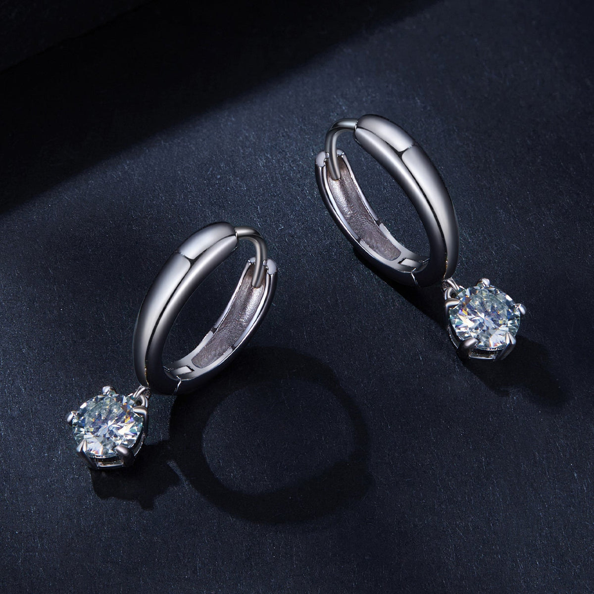 Earrings S925 sterling silver moissanite hoops with 0.50ct stones by Bids.com on Tampa Home & Garden Store