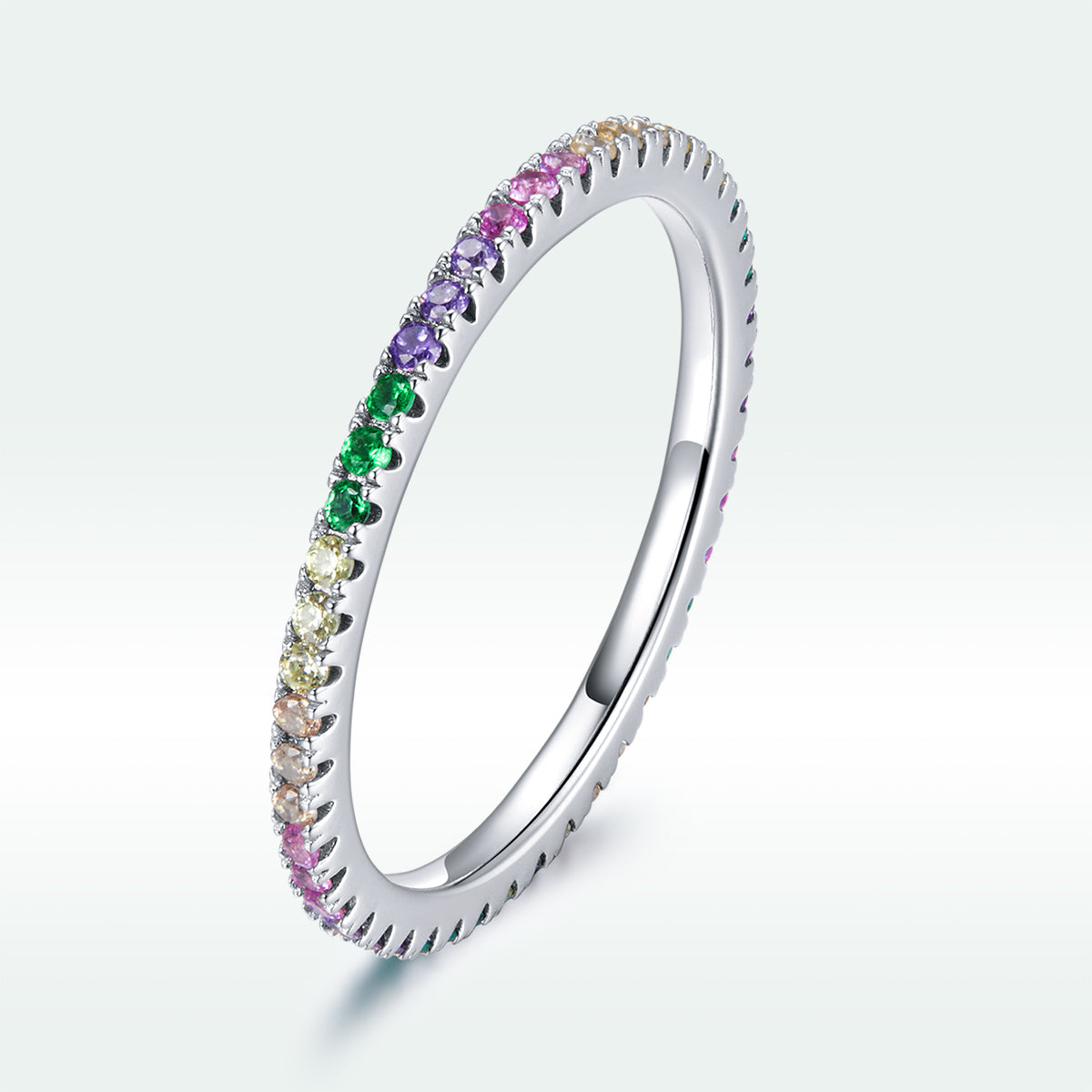 925 sterling silver pavé CZ ring size 6 with rainbow colored stones by Bids.com on Tampa Home & Garden Store