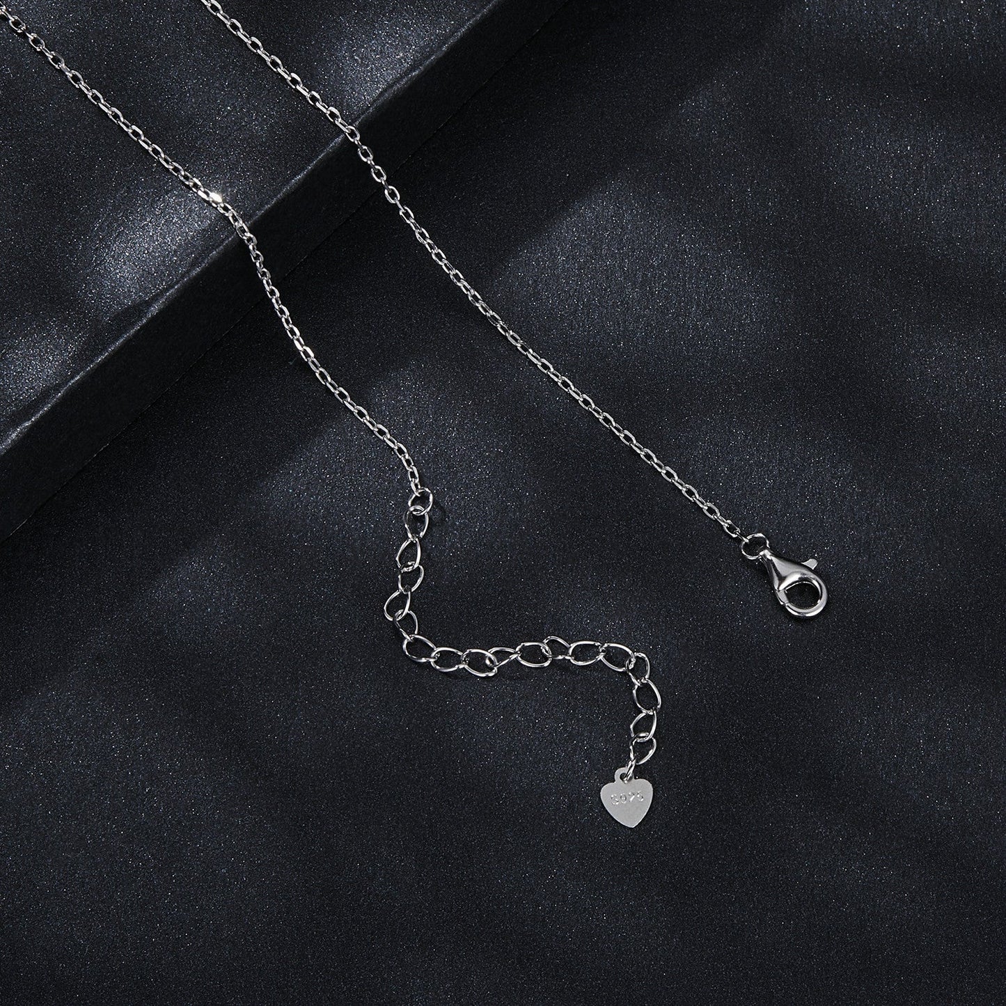 925 sterling silver moissanite necklace with pavé setting, lobster clasp, heart charm tag on Tampa Home & Garden Store