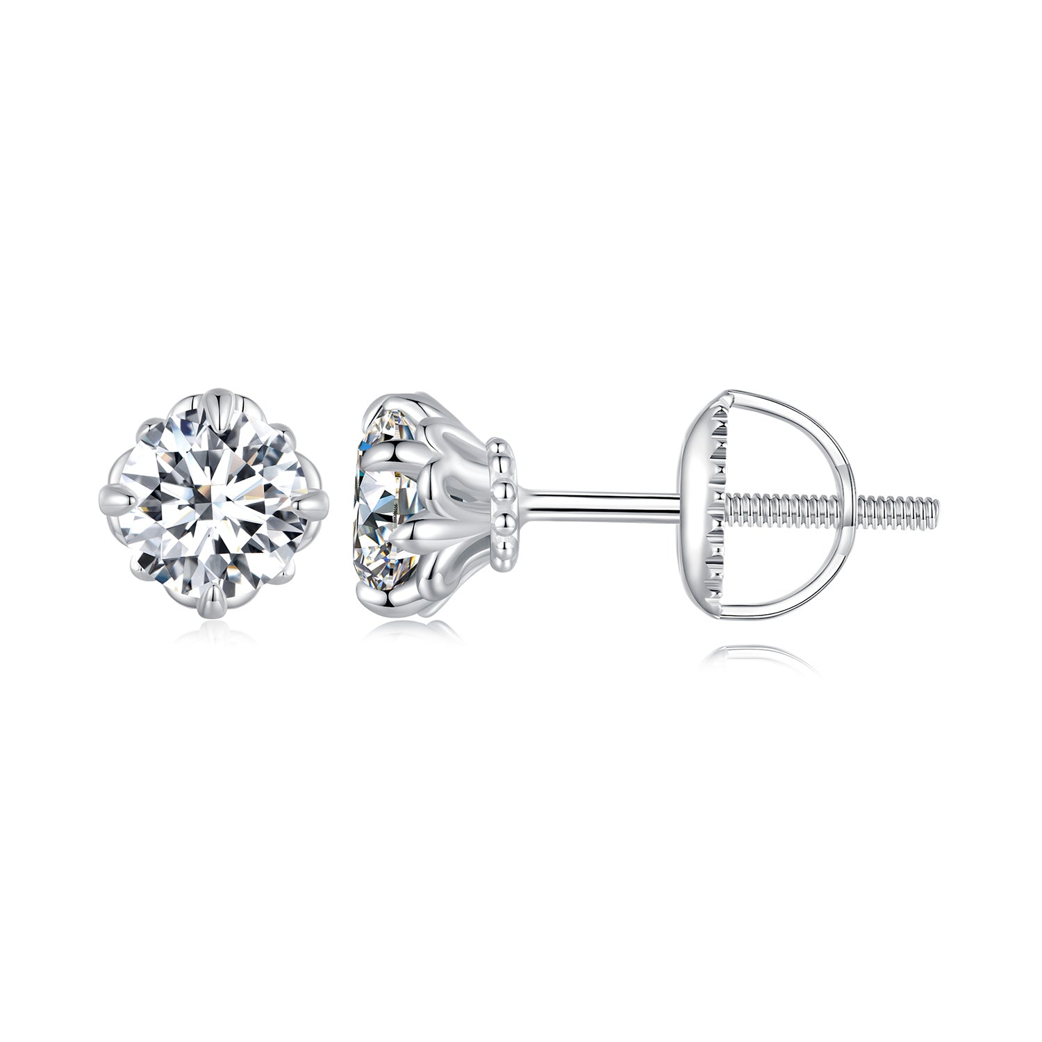 925 Sterling Silver Moissanite Stud Earrings 0.7cm with screw-back for Women on Tampa Home & Garden Store
