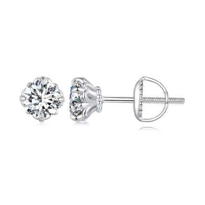 925 Sterling Silver Moissanite Stud Earrings 0.7cm with screw-back for Women on Tampa Home & Garden Store