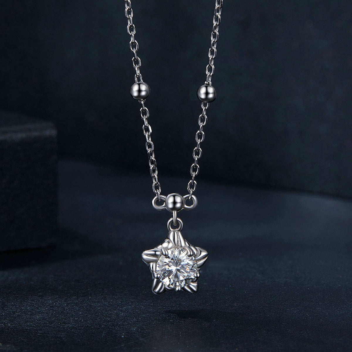925 Sterling Silver moissanite necklace for women with double chain and star pendant on Tampa Home & Garden Store