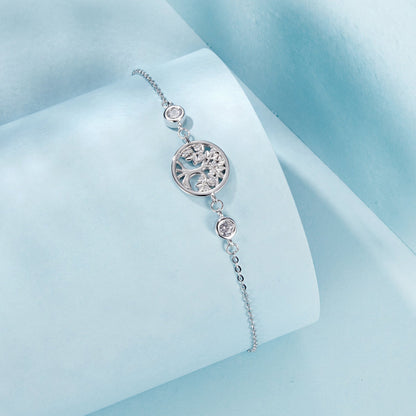 Bracelet 925 sterling silver white gold plated with CZ pendant, tree charm on chain by Bids.com on Tampa Home & Garden Store