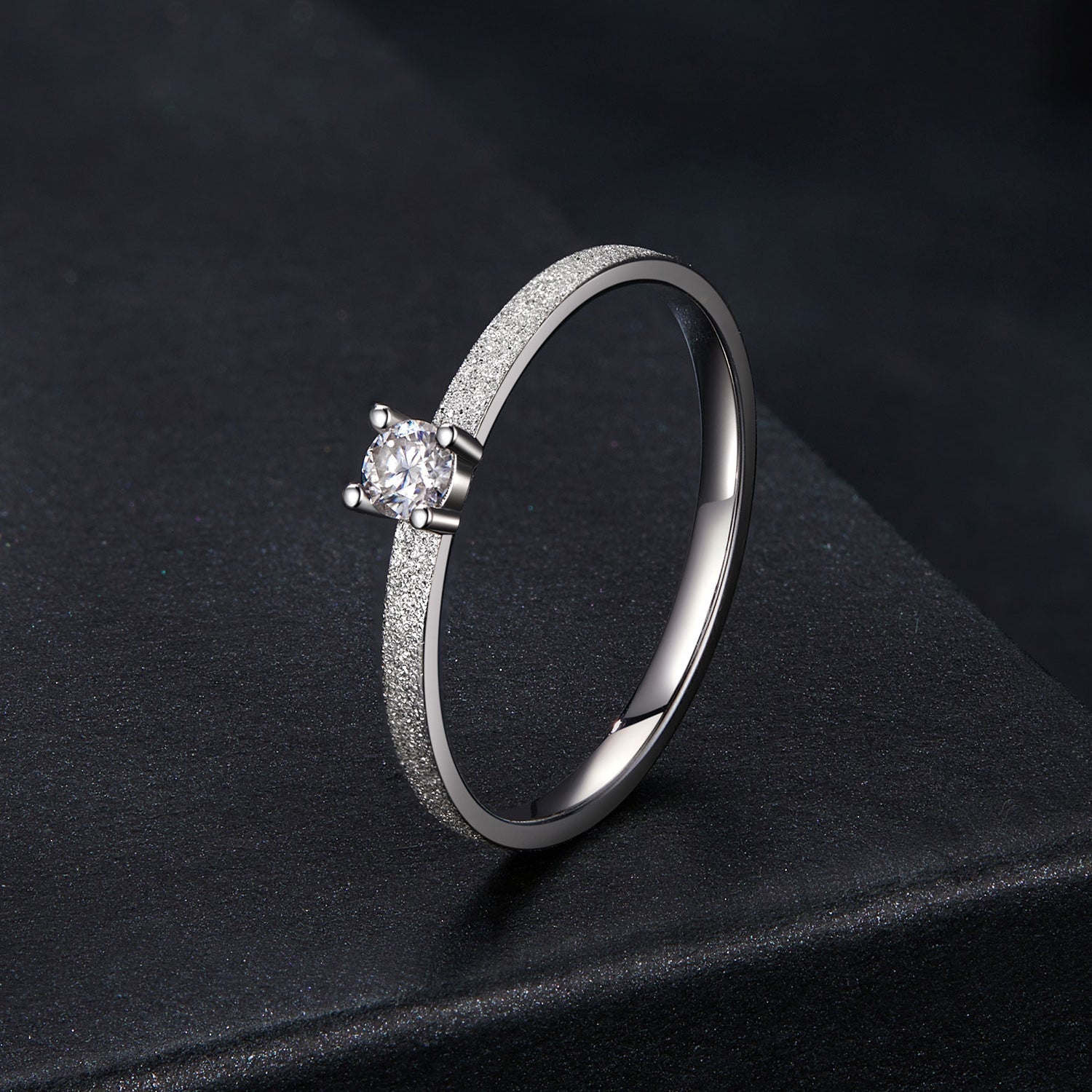 Moissanite Ring 925 Sterling Silver size 6, 0.1ct center stone, textured band Bids.com on Tampa Home & Garden Store