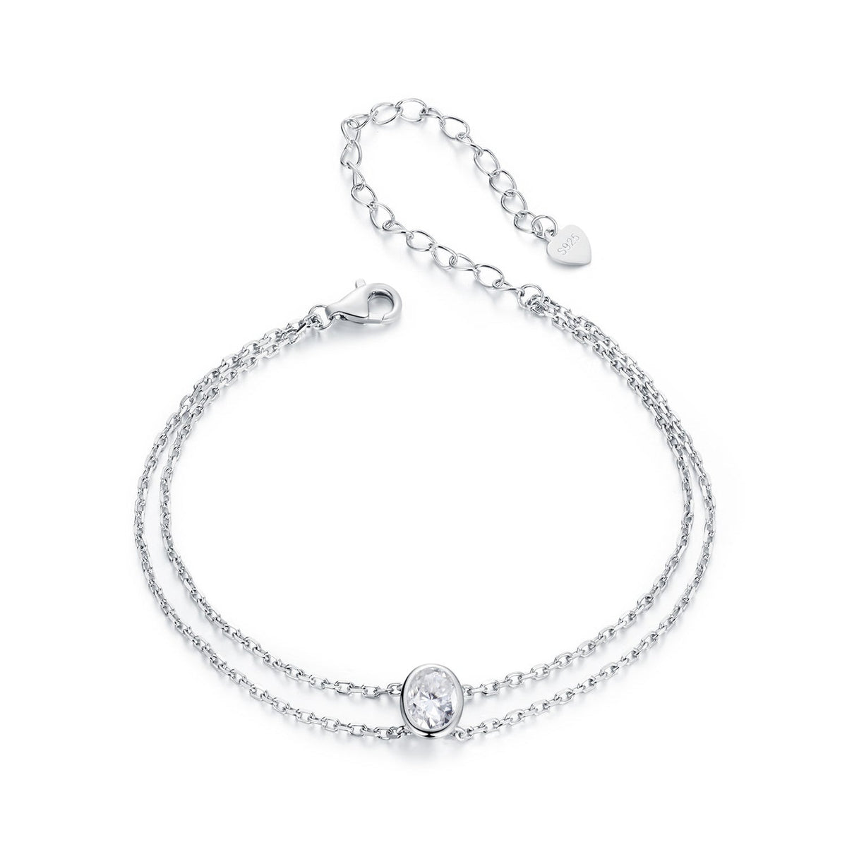 Bracelet 925 silver moissanite, 1ct center stone, 150/60mm by Bids.com on Tampa Home & Garden Store