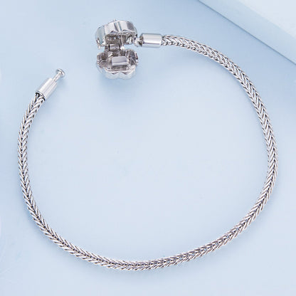 925 Sterling Silver Pavé CZ bracelet, 17cm, for Women, braided chain by Bids.com on Tampa Home & Garden Store