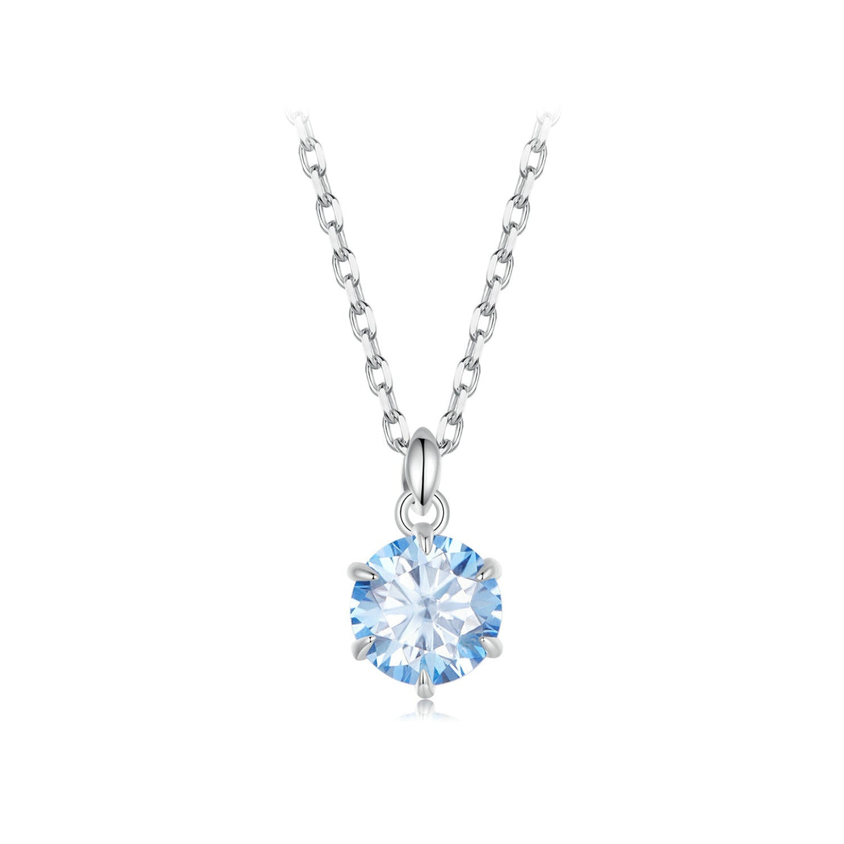 Sterling silver moissanite pendant necklace with 6.5mm blue stone on a link chain Bids.com on Tampa Home & Garden Store